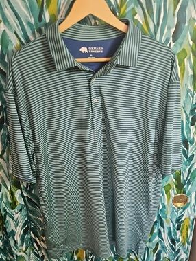 Men's Onward Reserve Green, Blue Stripe Polo - Size XL